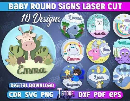 Letrero Redondo Para Bebe Creativo Digital